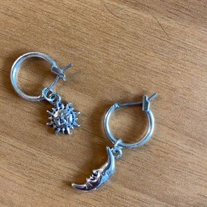 Sun and moon silver earrings
